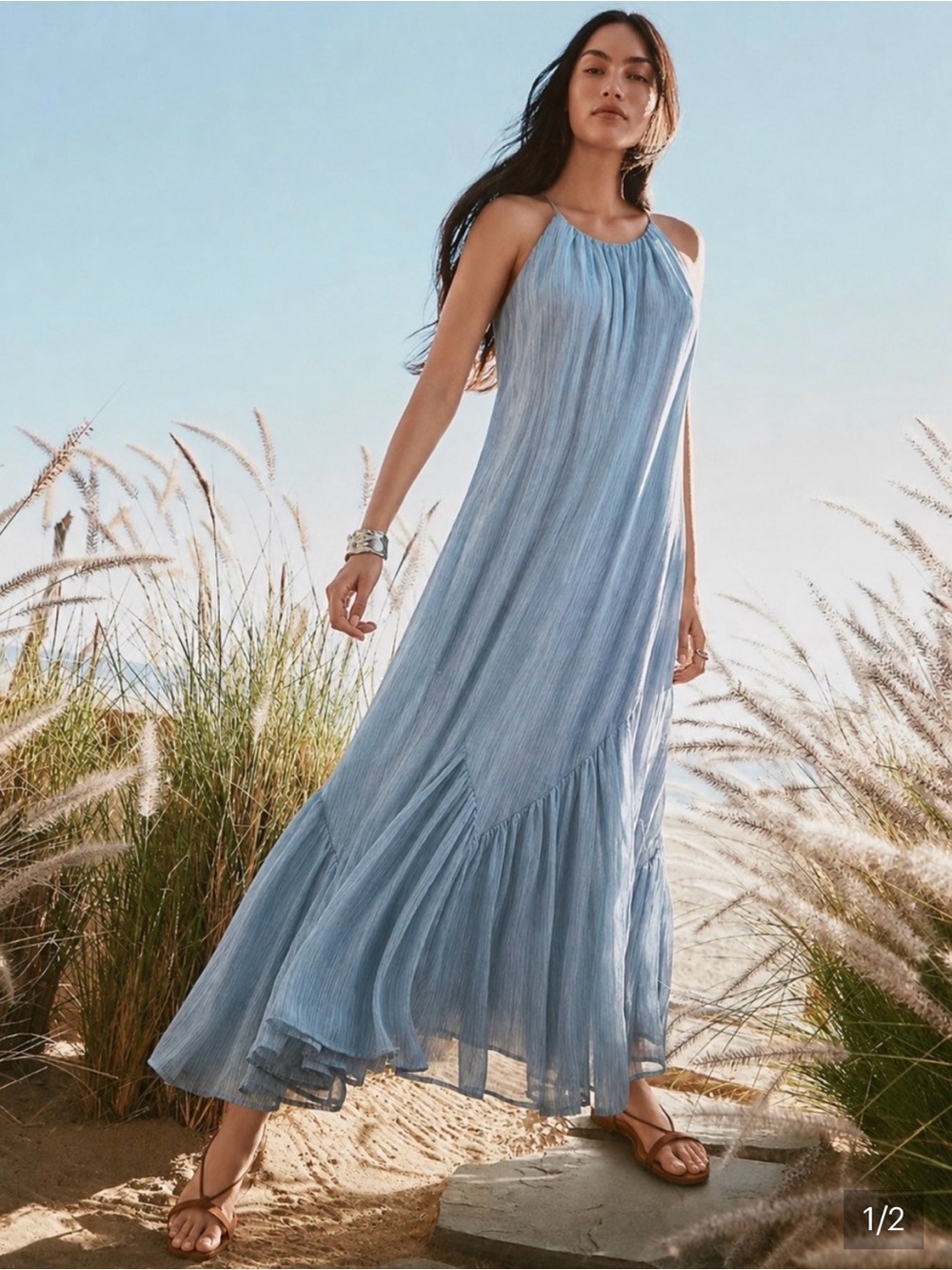 Light Blue Halter Maxi Dress